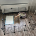 Pet Playpen with 35cm, Metal, Twelve-Panel Metal Grid Panels - product gallery image 8
