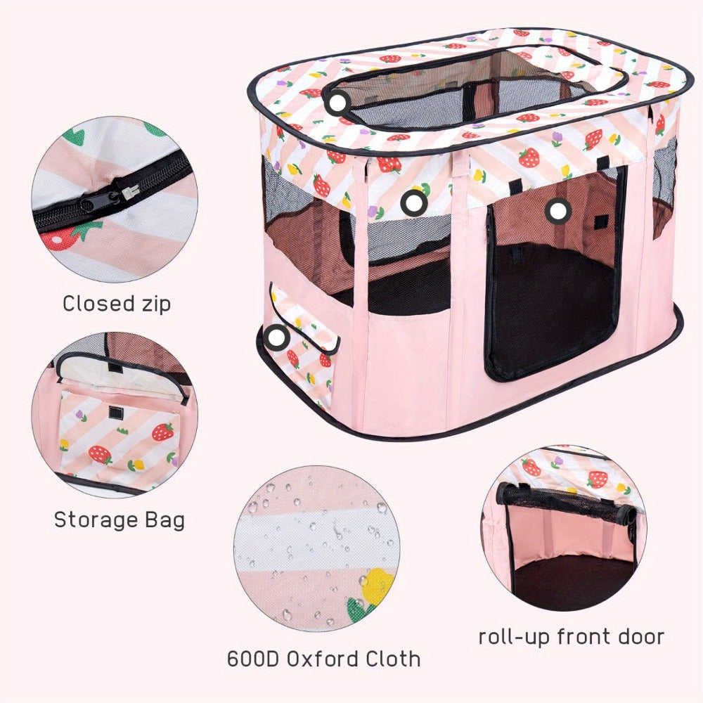 Pet Playpen with Foldable, Stainless Steel, 1, Foldable Portable Dog Cat Crate Soft - product gallery image 11