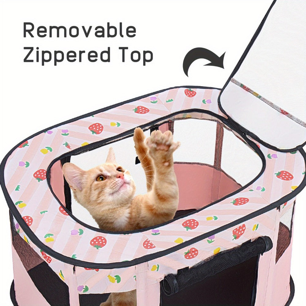 Pet Playpen with Foldable, Stainless Steel, 1, Foldable Portable Dog Cat Crate Soft - product gallery image 12