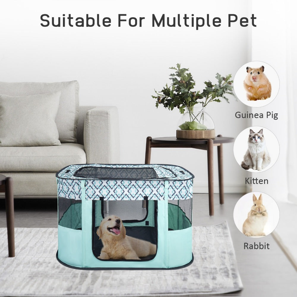 Pet Playpen with Foldable, Stainless Steel, 1, Foldable Portable Dog Cat Crate Soft - product gallery image 3