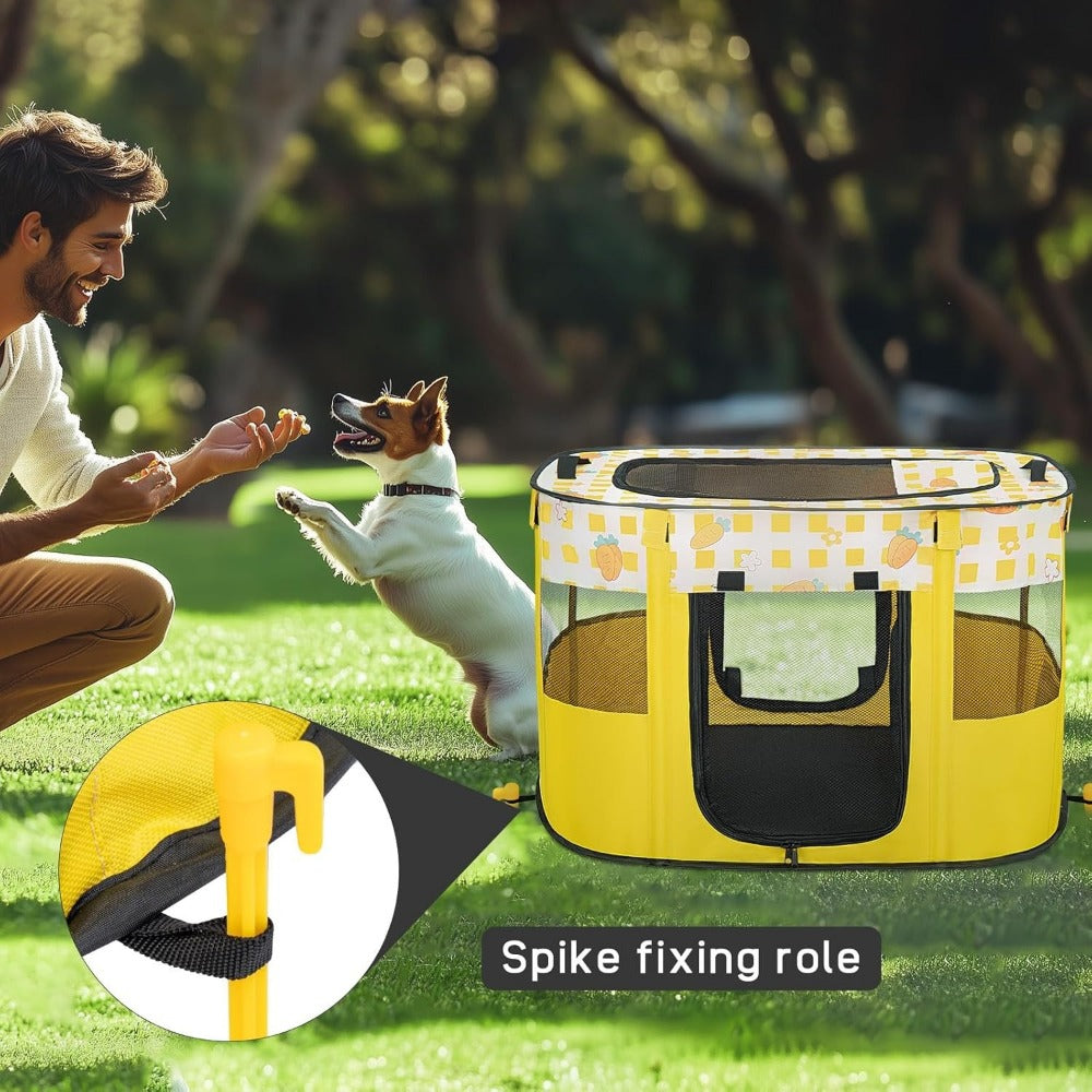 Pet Playpen with Foldable, Stainless Steel, 1, Foldable Portable Dog Cat Crate Soft