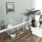 Pet Playpen with Lockable, Metal, Two-Storey Metal Grid Panels 143x73x71cm