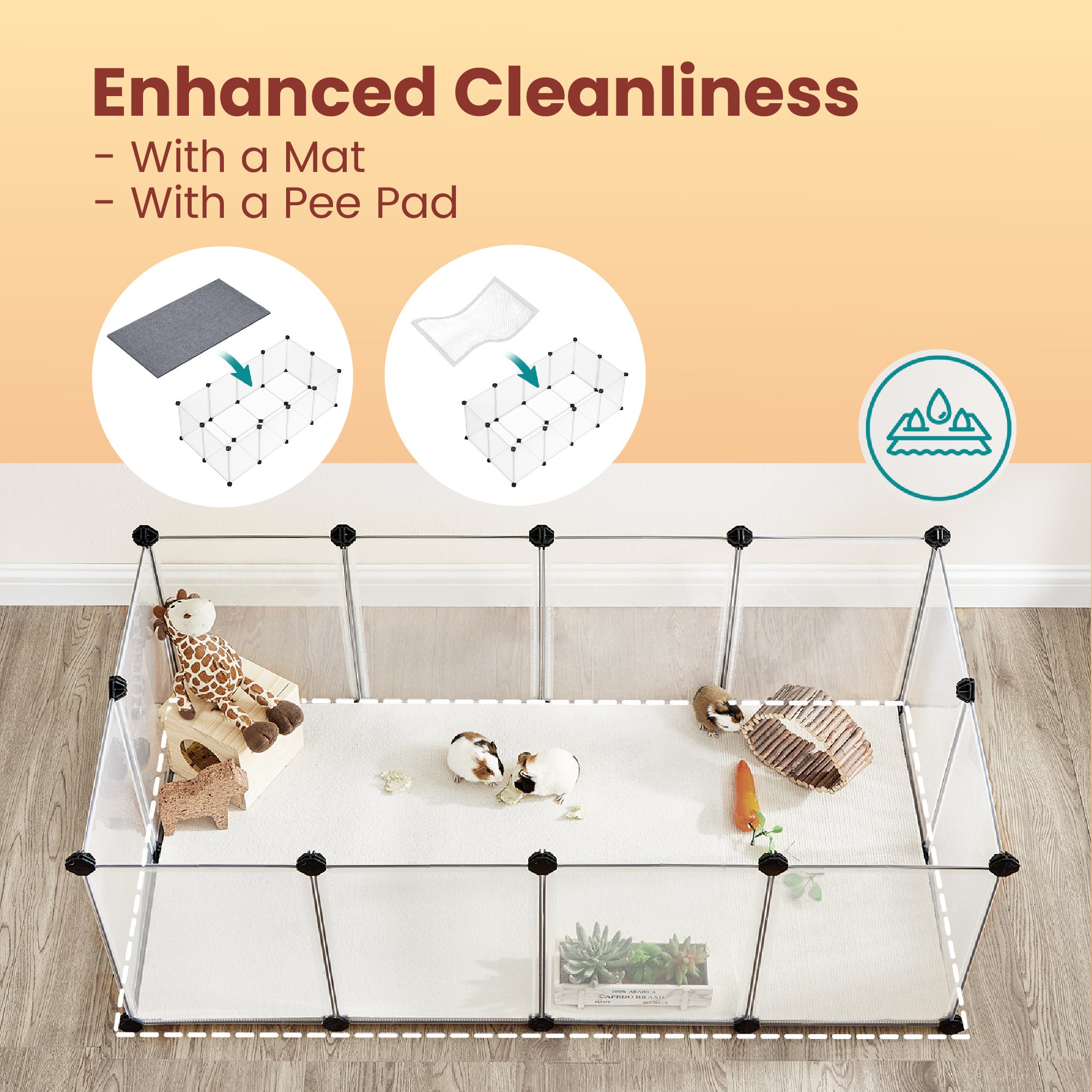 Pet Playpen with Plastic, Modular Floor Indoor Small Animal Enclosure - product gallery image 3
