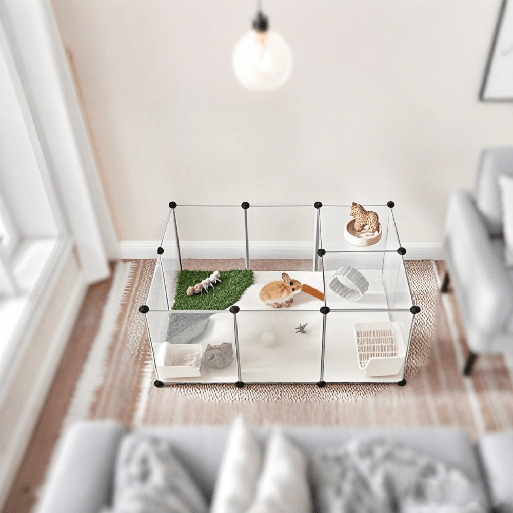 Pet Playpen with Plastic, Modular Floor Indoor Small Animal Enclosure - product gallery image 7