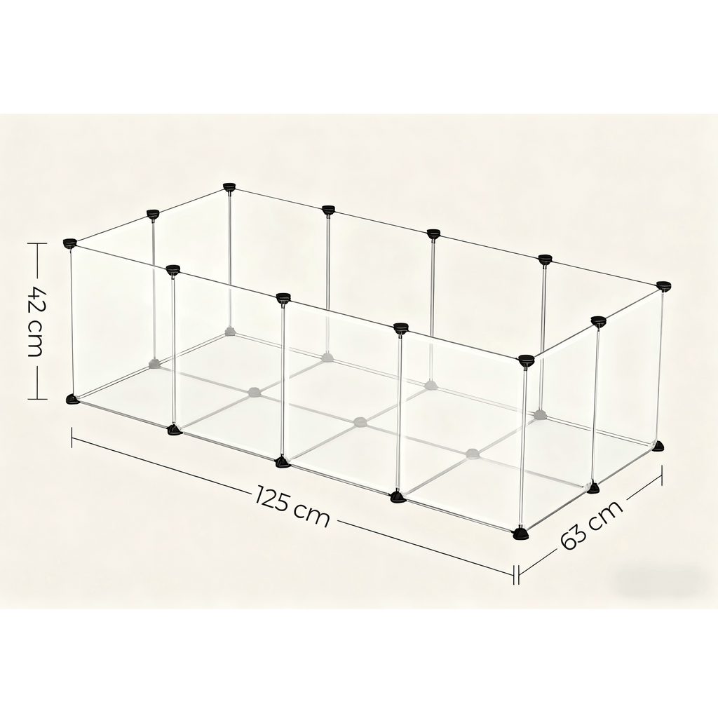 Pet Playpen with Plastic, Modular Small Floor 125x63x42cm Expandable - product gallery image 7