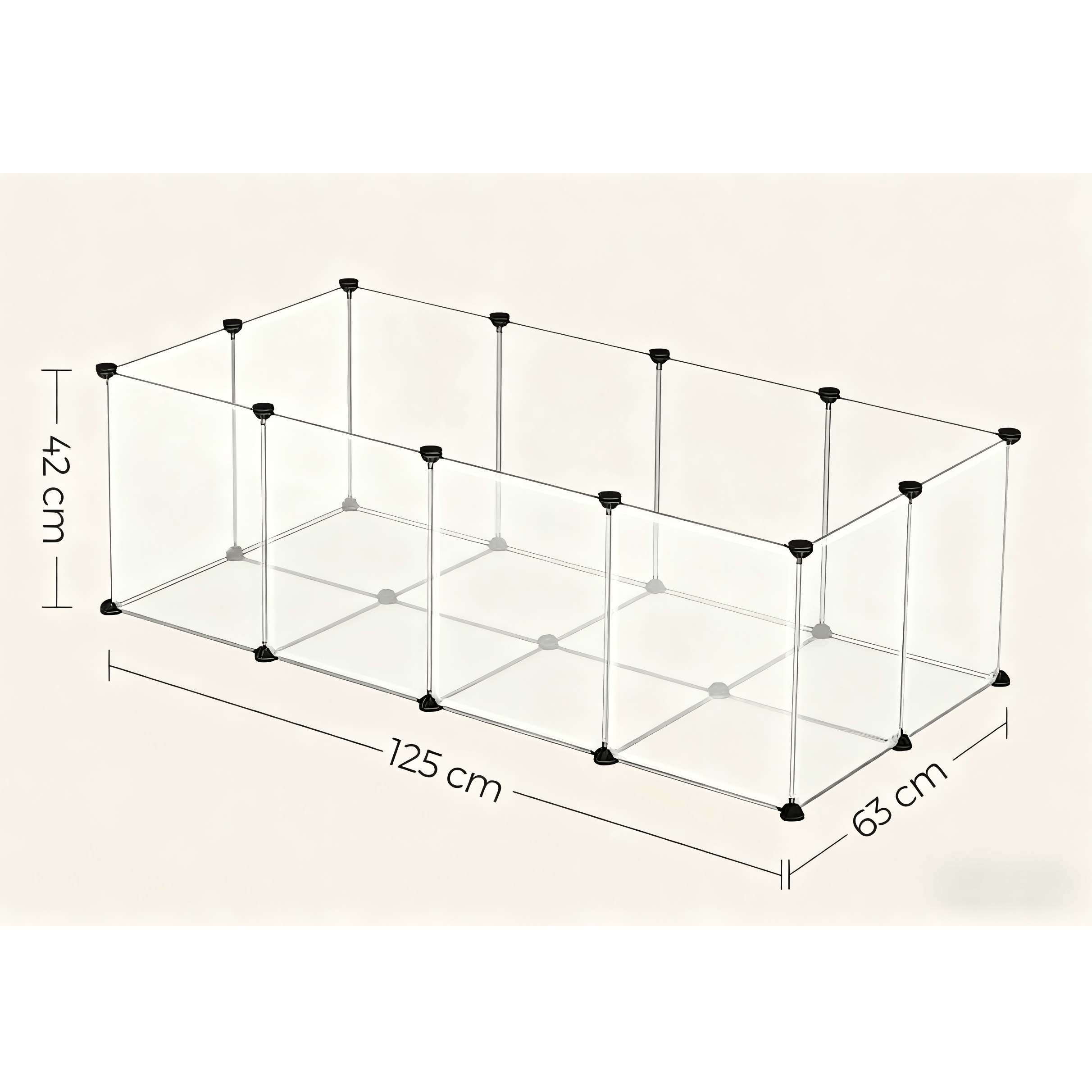 Pet Playpen with Plastic, Modular Small Floor 125x63x42cm Expandable - product gallery image 7