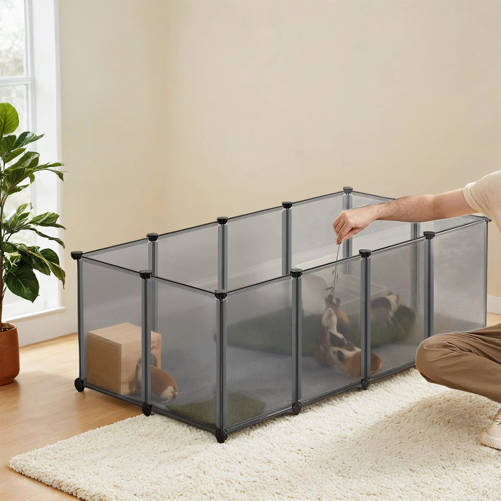 Pet Playpen with Plastic, Modular Small Floor 125x63x42cm Expandable - product gallery image 8