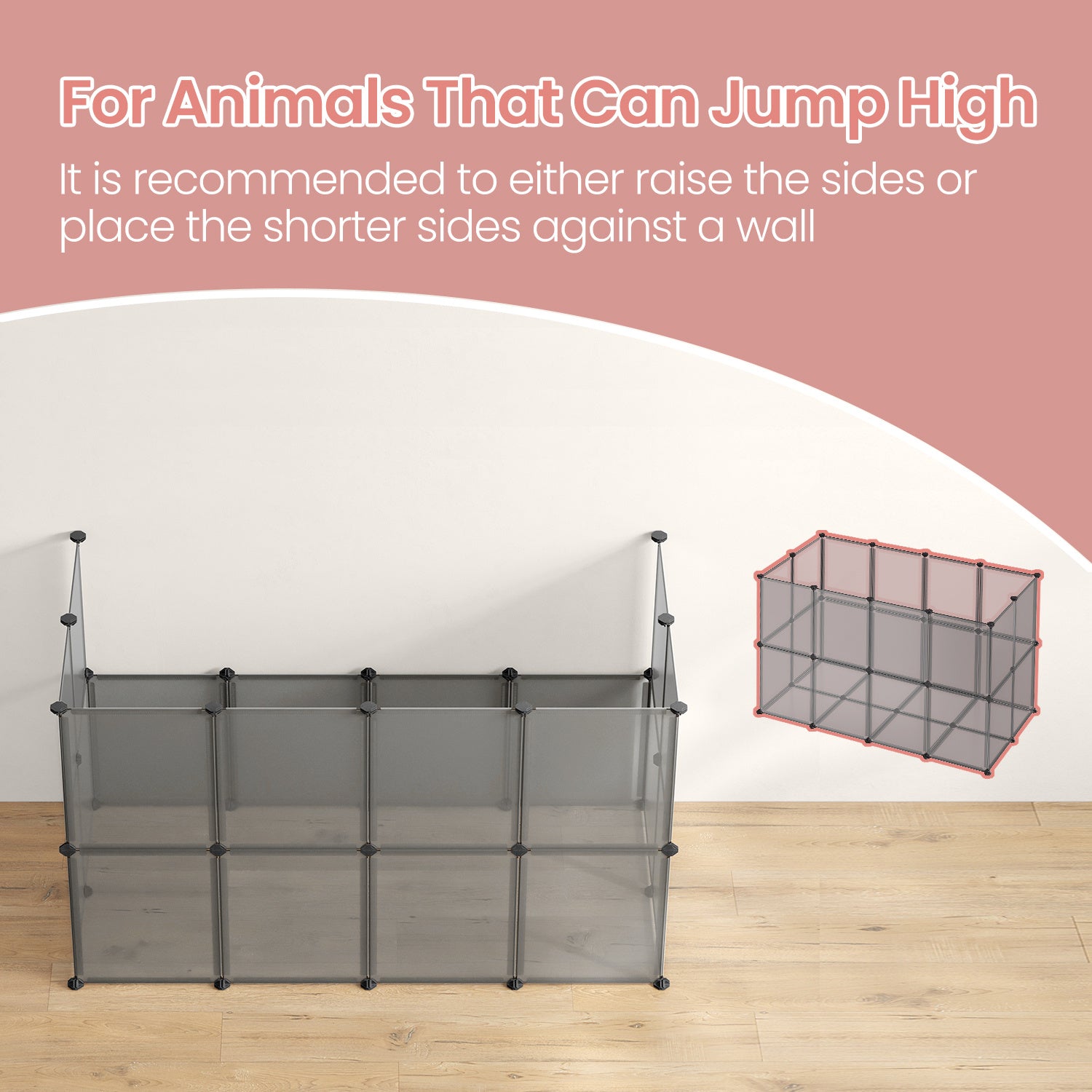 Pet Playpen with Plastic, Modular Small Floor 125x63x42cm Expandable - product gallery image 9