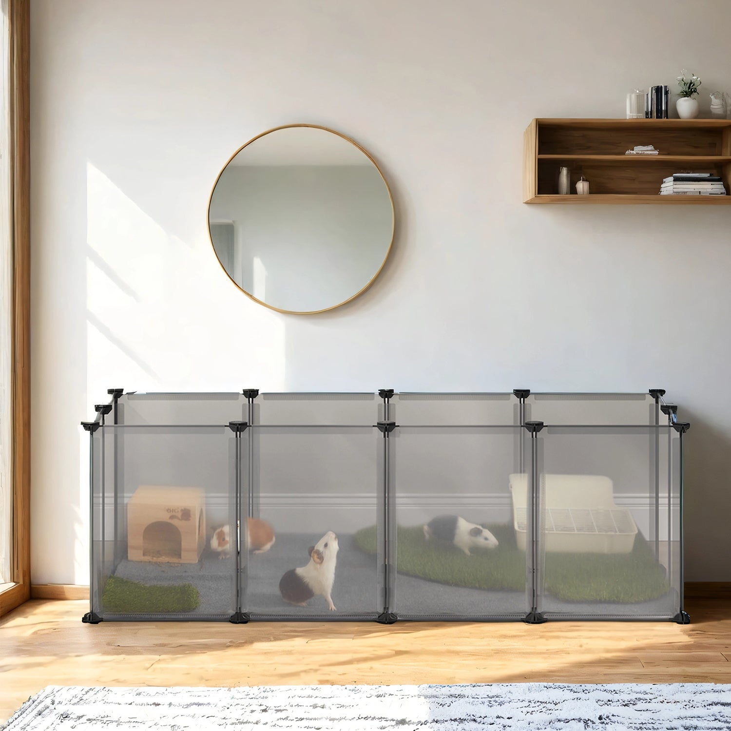 Pet Playpen with Plastic, Modular Small Floor 125x63x42cm Expandable - Grey option