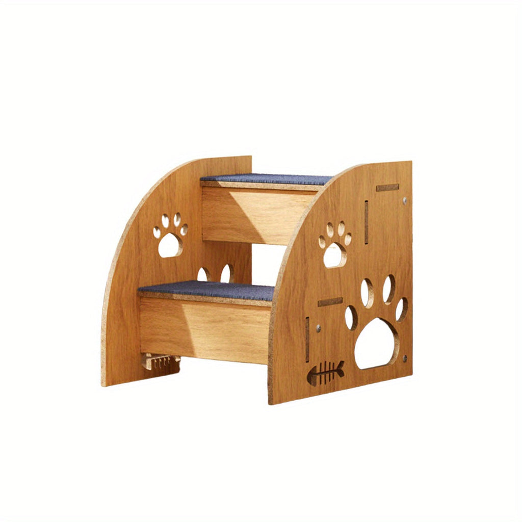 Pet Stair with Non-Slip, Wood, Stairs, Sturdy Wooden Anti Slip Carpet - 2 layers option