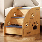 Pet Stair with Non-Slip, Wood, Stairs, Sturdy Wooden Anti Slip Carpet