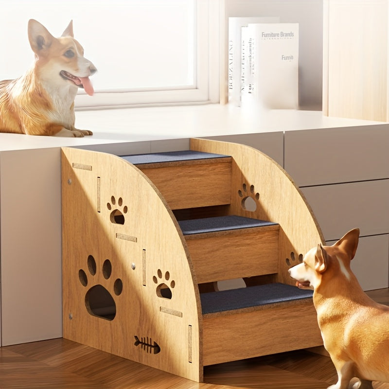 Pet Stair with Space-Saving, Non-Slip, Easy Assembly, Wood