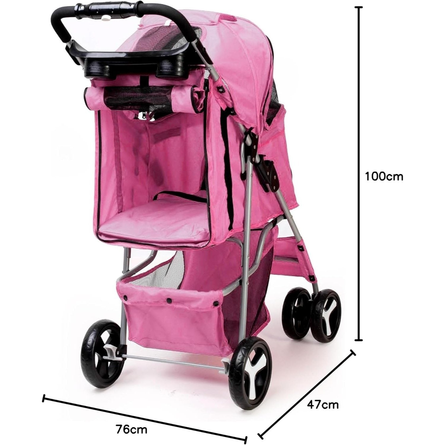 Pet Stroller with Foldable Rain Cover Seven Colours - product gallery image 6
