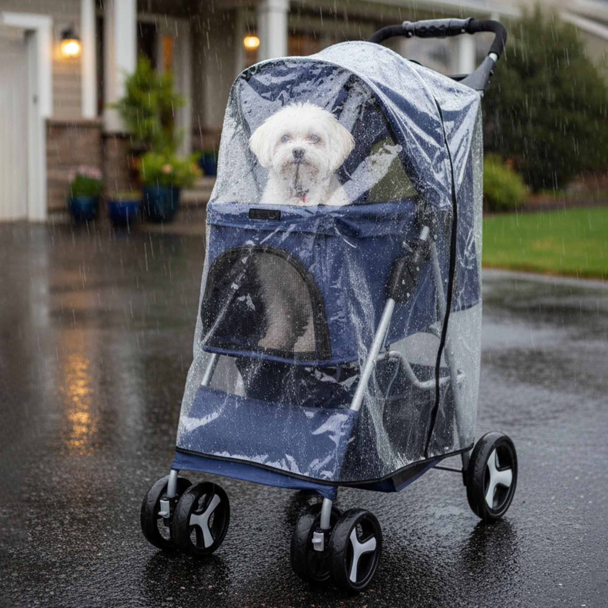 Pet Stroller with Foldable Rain Cover Seven Colours - Navy option