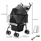 Pet Stroller with Foldable, Wheels, Foldable Ventilated Cabin Rain Cover - product gallery image 2