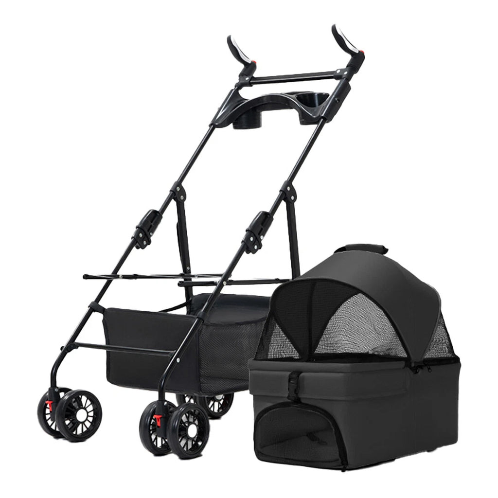 Pet Stroller with Foldable, Wheels, Foldable Ventilated Cabin Rain Cover - product gallery image 5