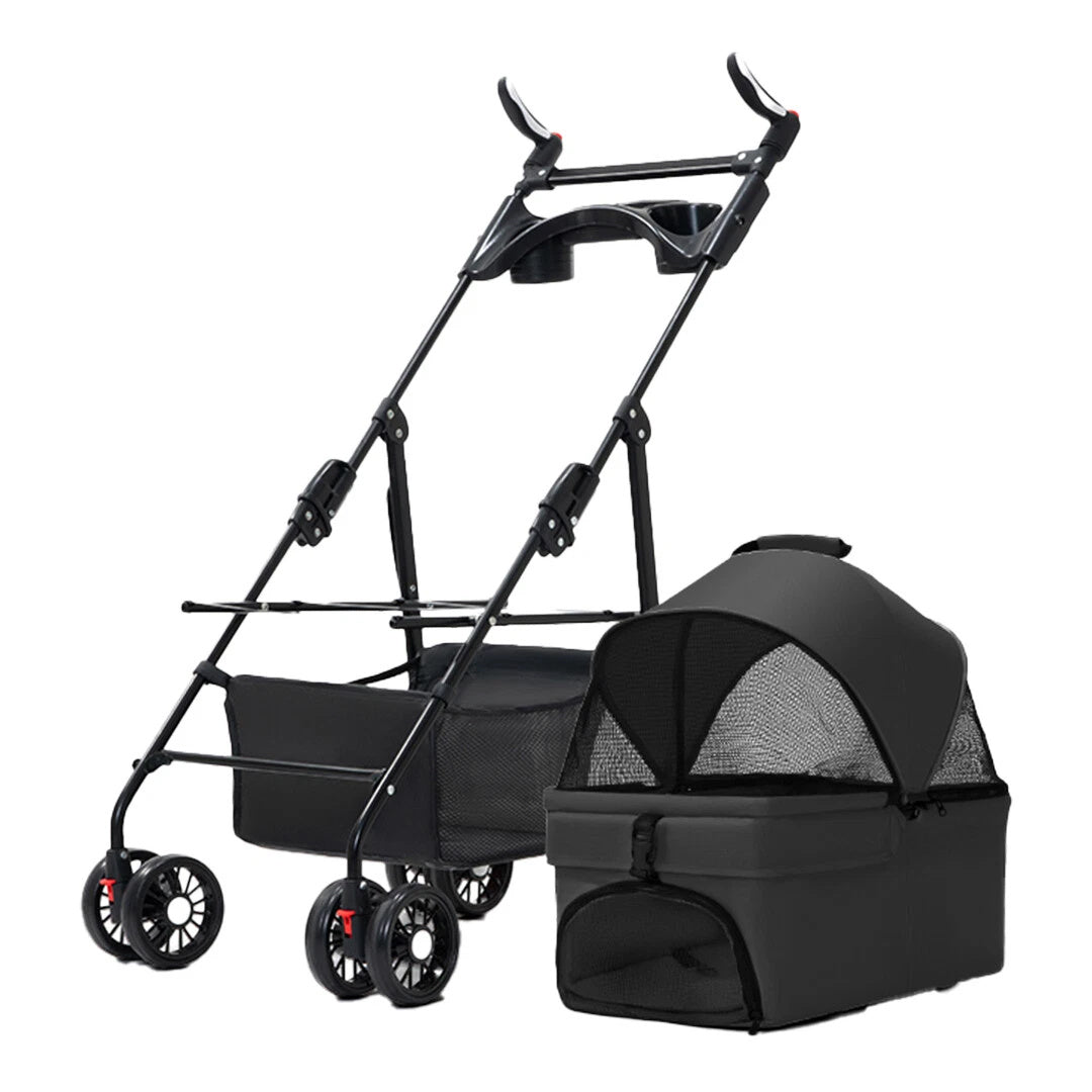 Pet Stroller with Foldable, Wheels, Foldable Ventilated Cabin Rain Cover - product gallery image 5