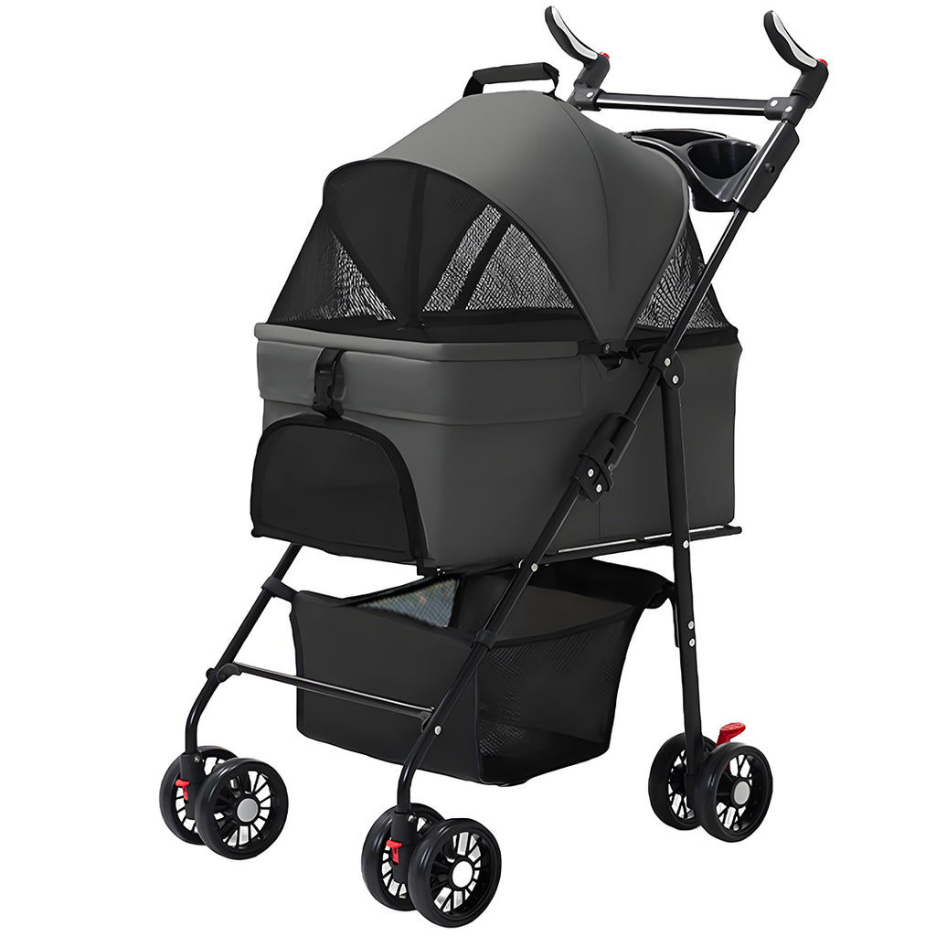 Pet Stroller with Foldable, Wheels, Foldable Ventilated Cabin Rain Cover - product gallery image 6