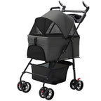 Pet Stroller with Foldable, Wheels, Foldable Ventilated Cabin Rain Cover - product gallery image 6