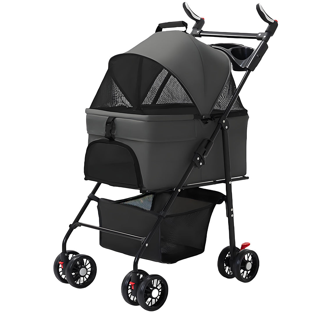 Pet Stroller with Foldable, Wheels, Foldable Ventilated Cabin Rain Cover - product gallery image 6