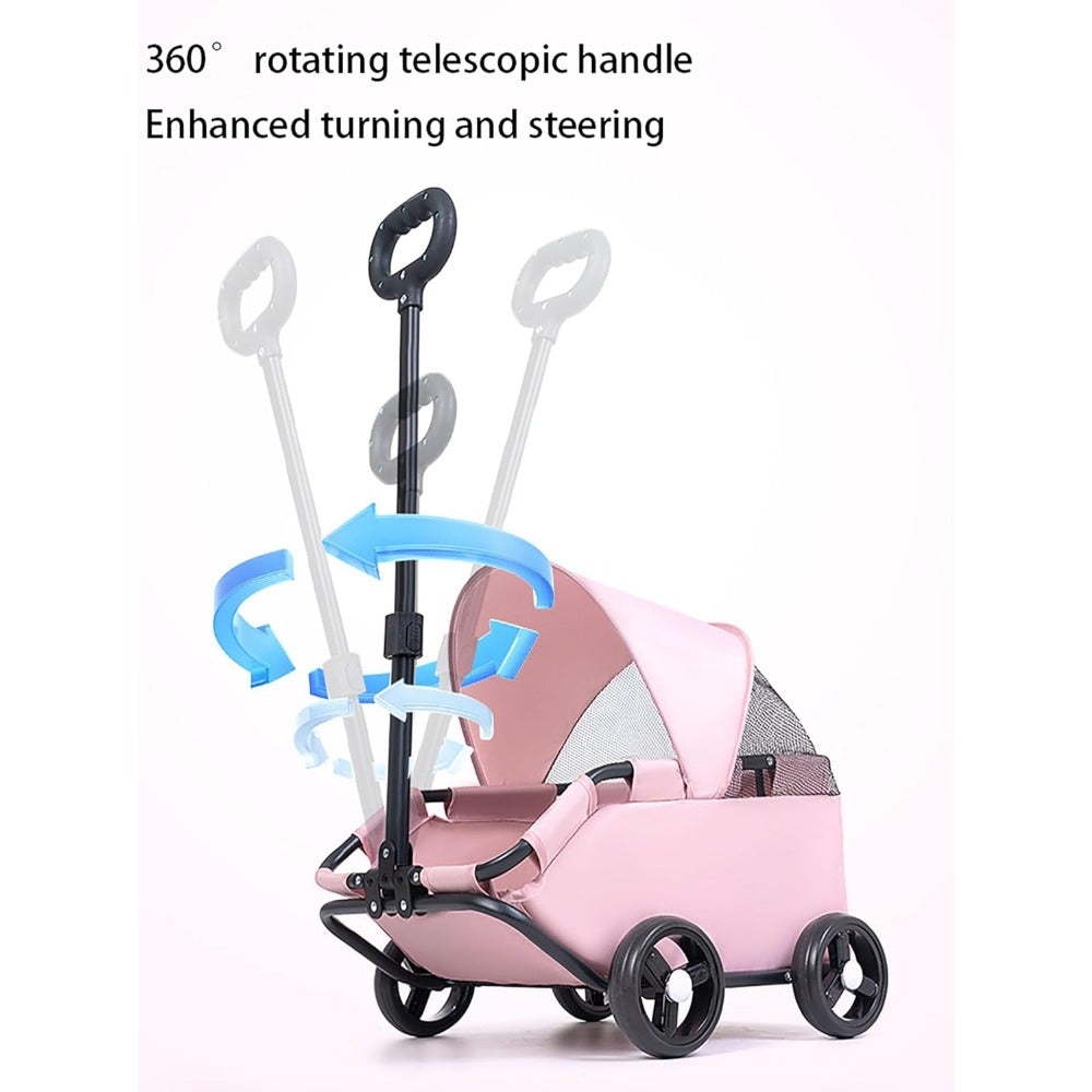 Pet Stroller with Foldable, Wheels, Mini Foldable Trolley Retractable Pull Handle - product gallery image 10