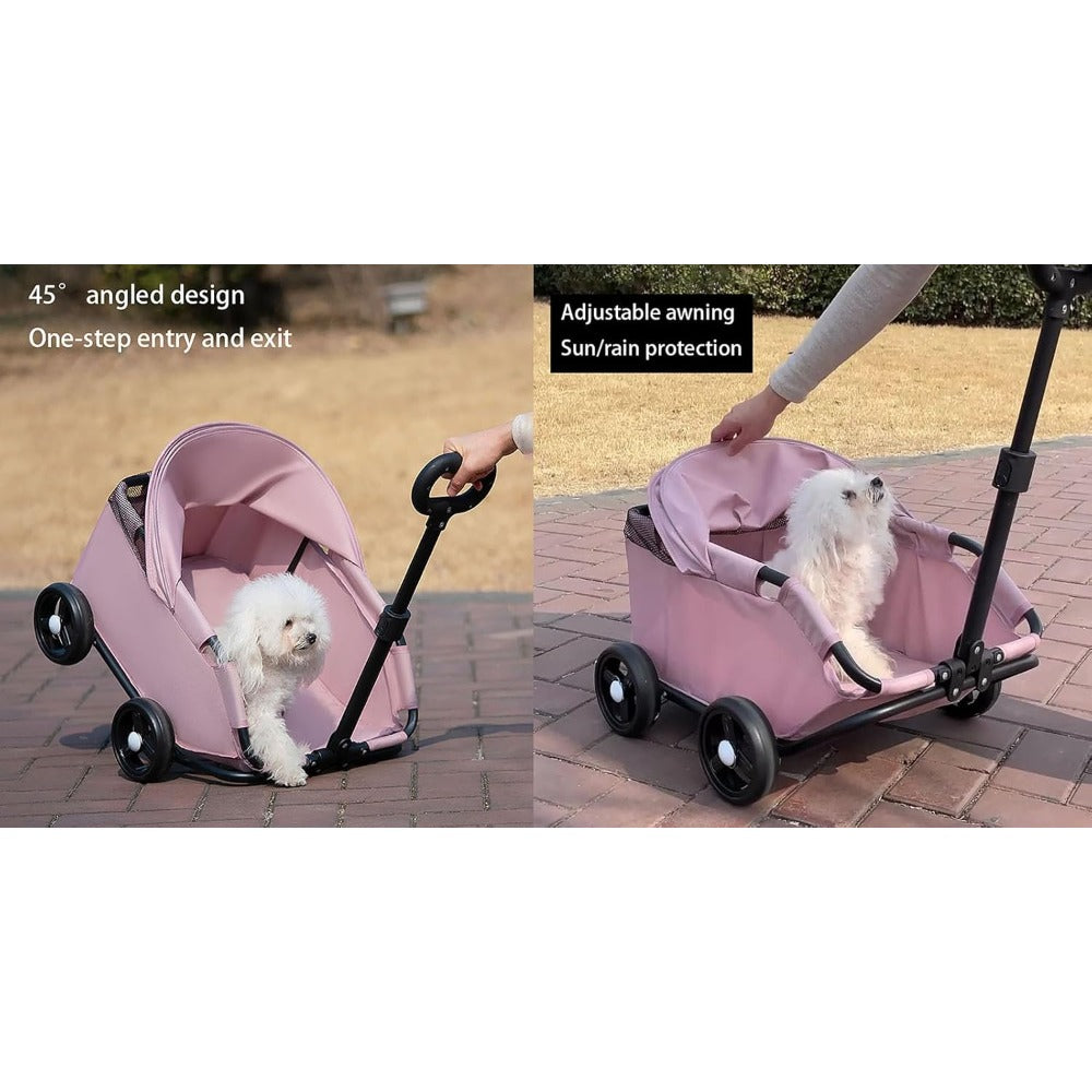 Pet Stroller with Foldable, Wheels, Mini Foldable Trolley Retractable Pull Handle - product gallery image 11