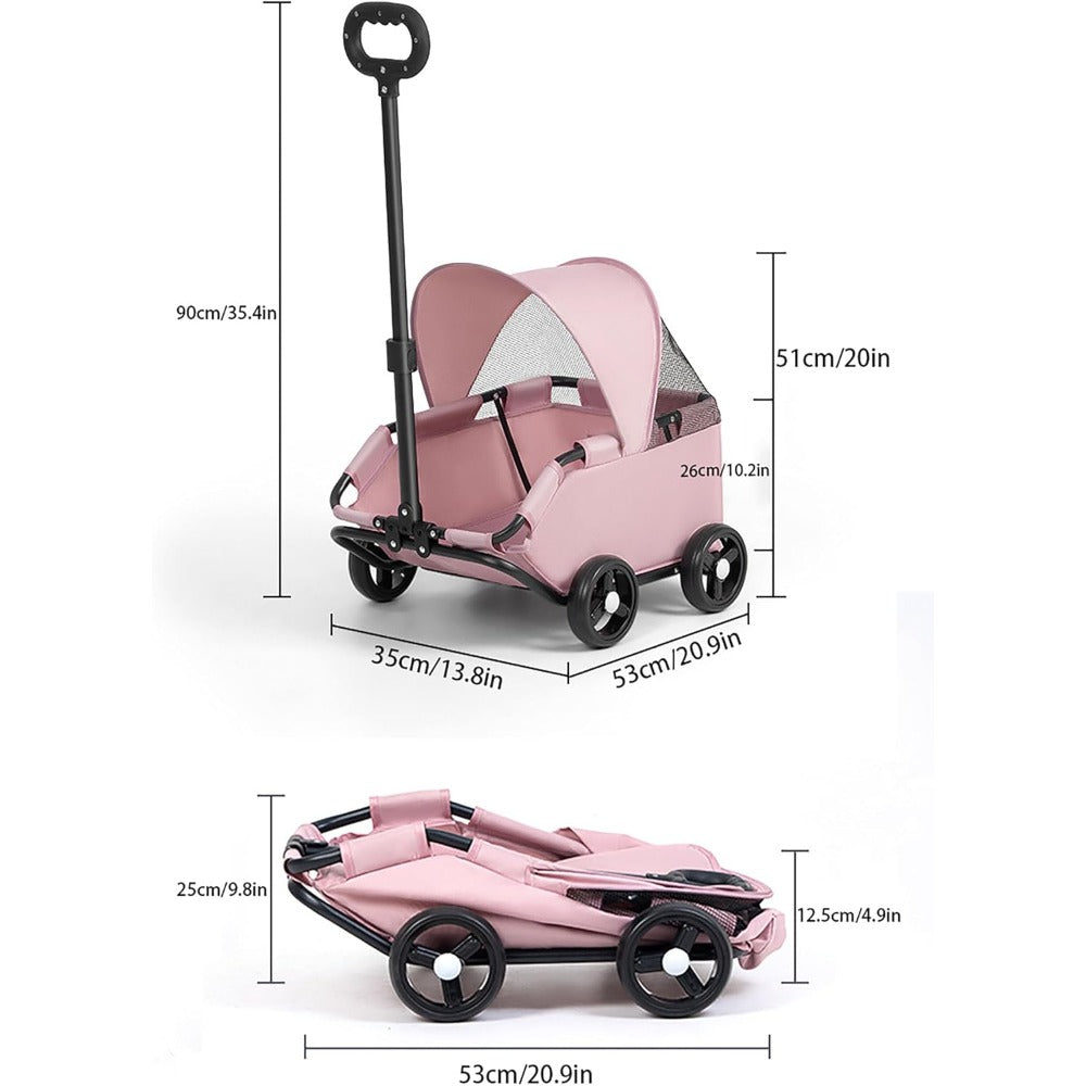 Pet Stroller with Foldable, Wheels, Mini Foldable Trolley Retractable Pull Handle - product gallery image 2