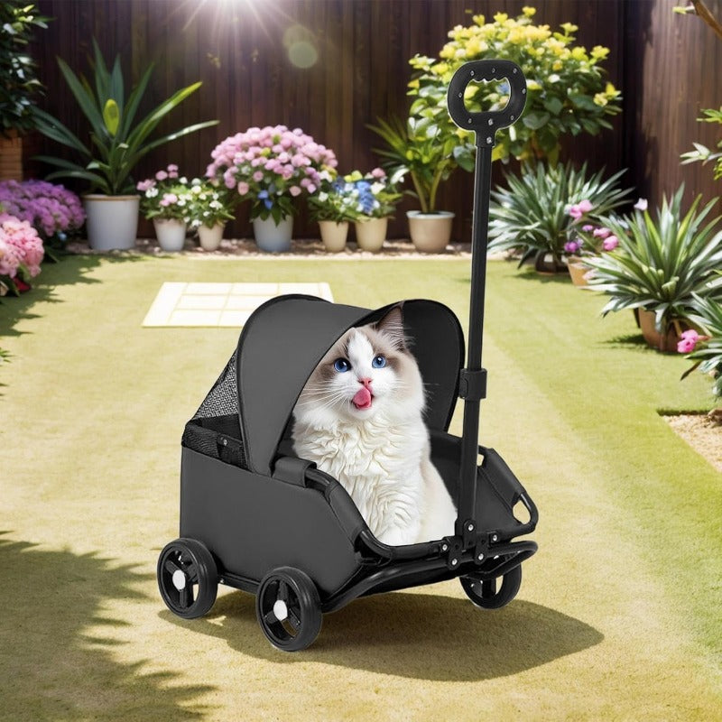 Pet Stroller with Foldable, Wheels, Mini Foldable Trolley Retractable Pull Handle - product gallery image 3
