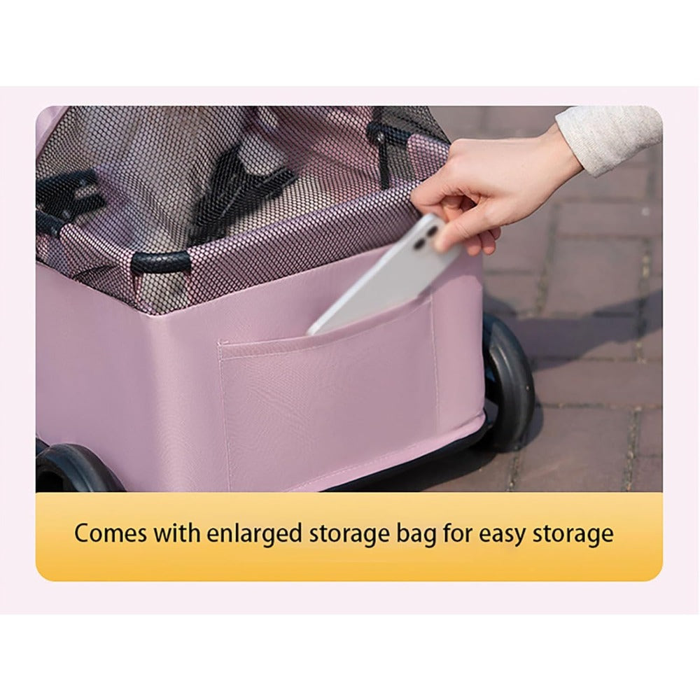 Pet Stroller with Foldable, Wheels, Mini Foldable Trolley Retractable Pull Handle - product gallery image 7