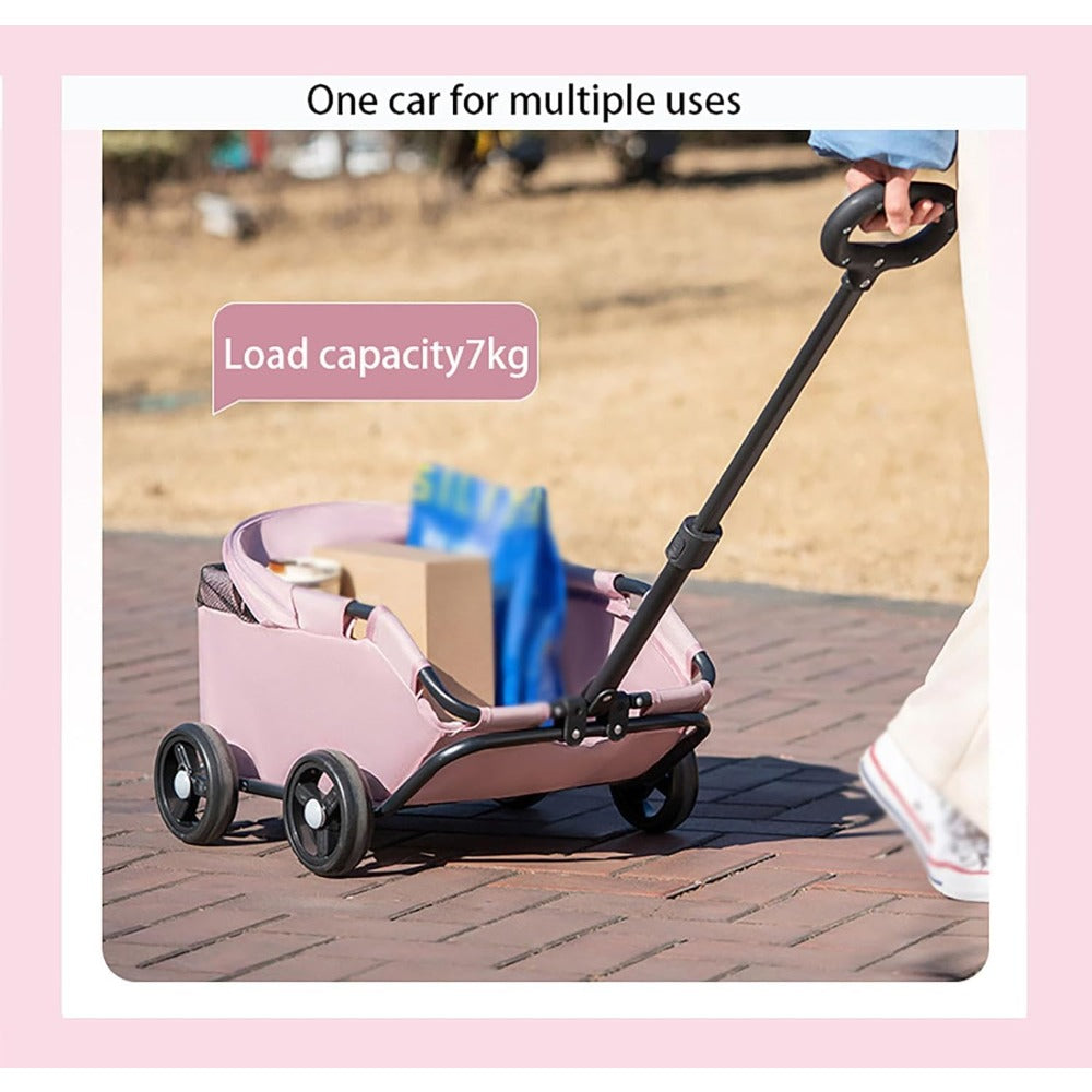 Pet Stroller with Foldable, Wheels, Mini Foldable Trolley Retractable Pull Handle - product gallery image 9