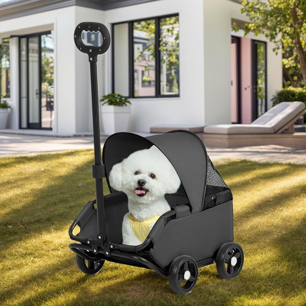 Pet Stroller with Wheels, Four-Wheel Retractable Handle Canopy - product gallery image 3