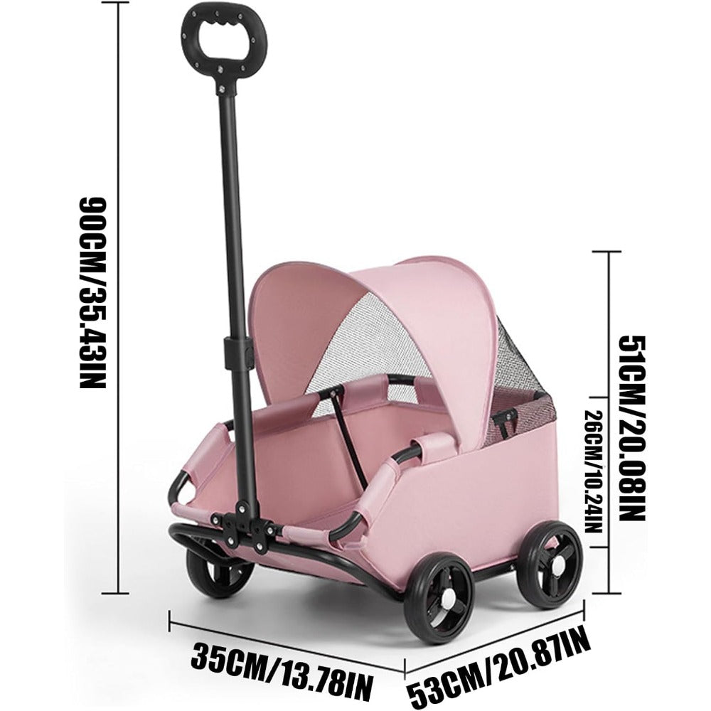 Pet Stroller with Wheels, Four-Wheel Retractable Handle Canopy - product gallery image 6