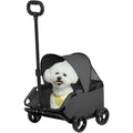 Pet Stroller with Wheels, Four-Wheel Retractable Handle Canopy