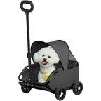 Pet Stroller with Wheels, Four-Wheel Retractable Handle Canopy