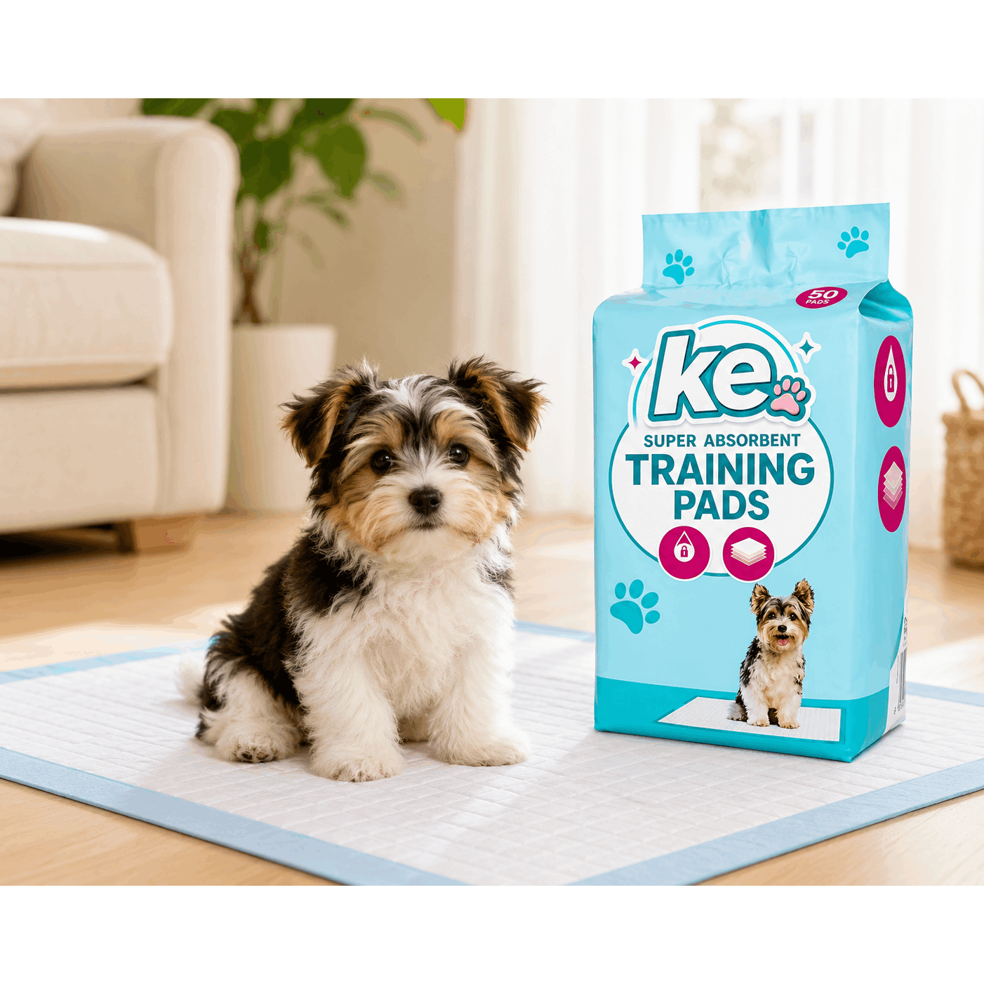 Pet Training Pad with pack 1(50 pieces), Puppy Pads 60x45cm Absorbent - product gallery image 2