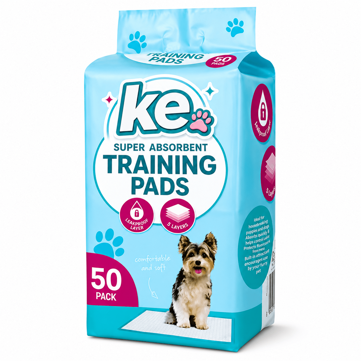 Pet Training Pad with pack 1(50 pieces), Puppy Pads 60x45cm Absorbent