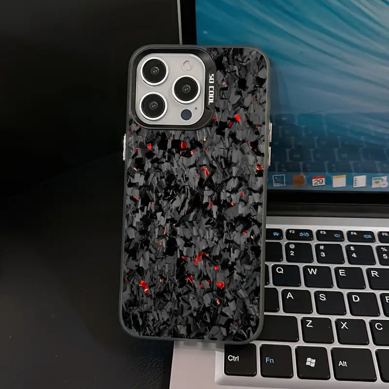 Phone Case Forged Carbon Fiber iPhone Protective Cover with Wireless, Plastic