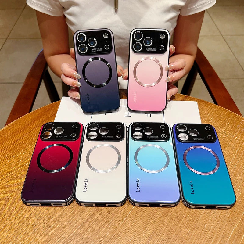 Phone Case Gradient Magnetic Glass iPhone Pro Max with Wireless
