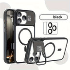 Phone Case Magnetic Foldable Invisible Bracket iPhone with Wireless - Black, IPhone 16 option
