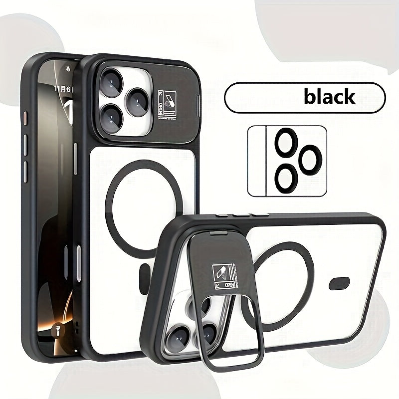 Phone Case Magnetic Foldable Invisible Bracket iPhone with Wireless - Black, IPhone 16 option