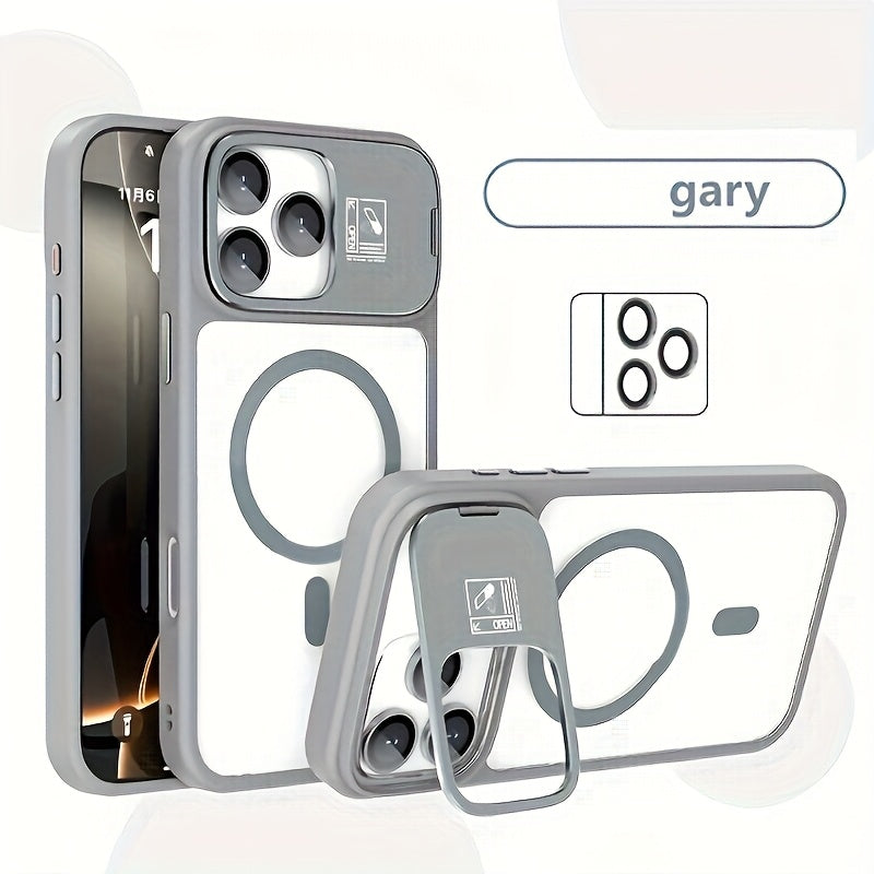 Phone Case Magnetic Foldable Invisible Bracket iPhone with Wireless - Grey, iPhone 13 Pro option
