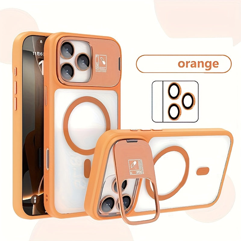Phone Case Magnetic Foldable Invisible Bracket iPhone with Wireless - Orange, iPhone 12 Pro option