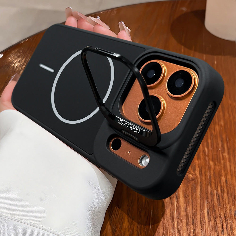 Phone Case Magnetic Wireless Charging iPhone Metal Stand - Black, IPhone 16 option