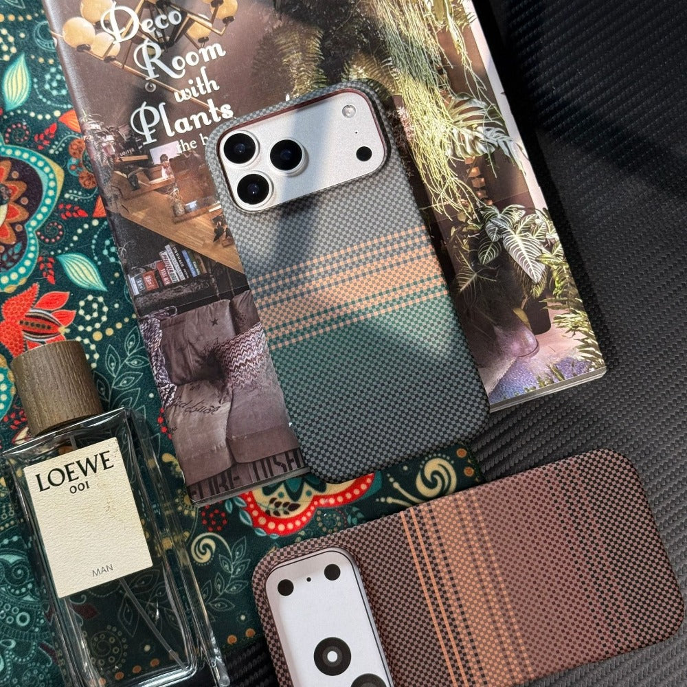Phone Case Multicoloured Kevlar Carbon Fiber iPhone Pro with Wireless - Green, IPhone 17 Air option