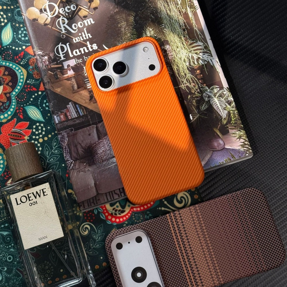 Phone Case Multicoloured Kevlar Carbon Fiber iPhone Pro with Wireless - Orange, IPhone 17 Pro option