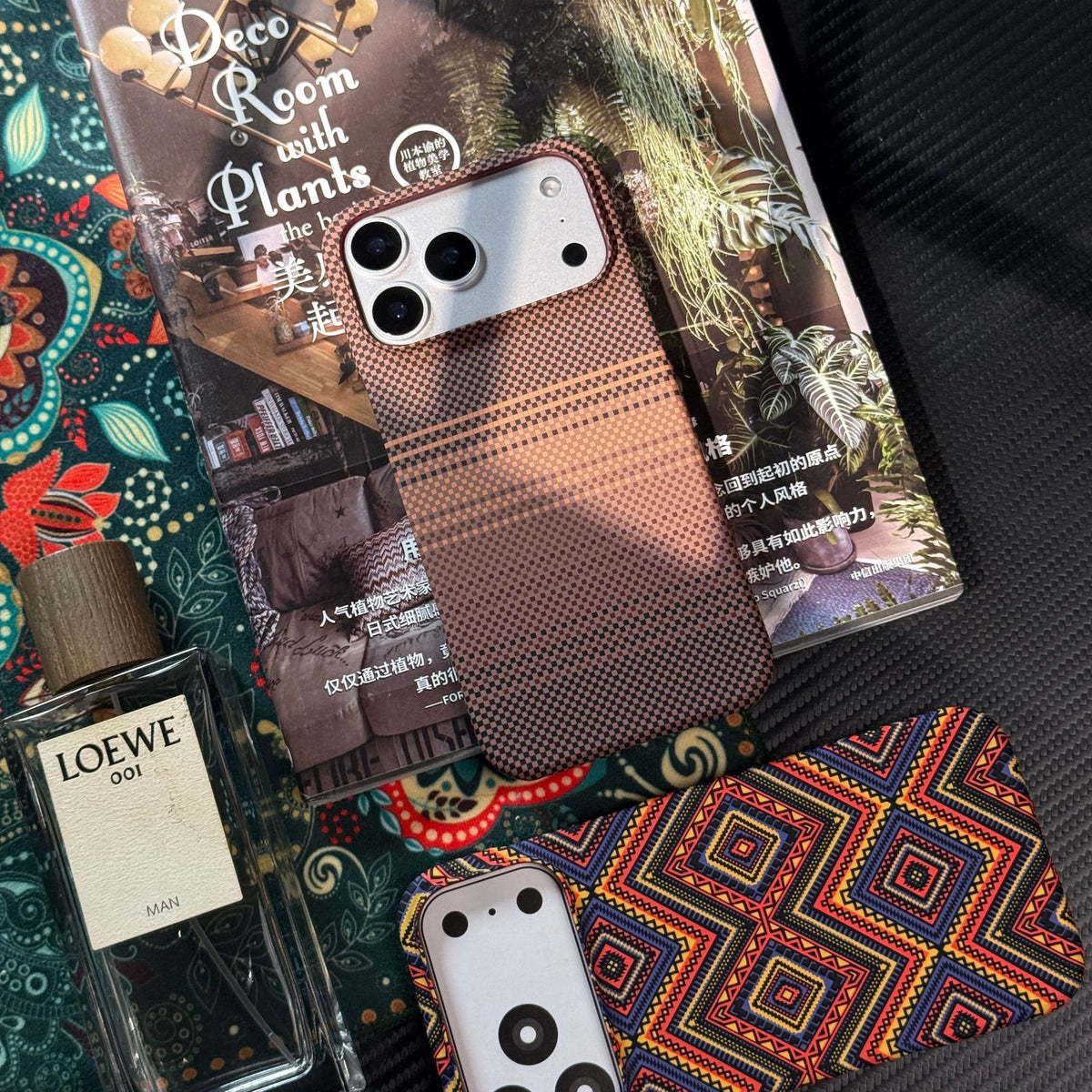 Phone Case Multicoloured Kevlar Carbon Fiber iPhone Pro with Wireless - Sunset Gray, iPhone 17 Pro Max option