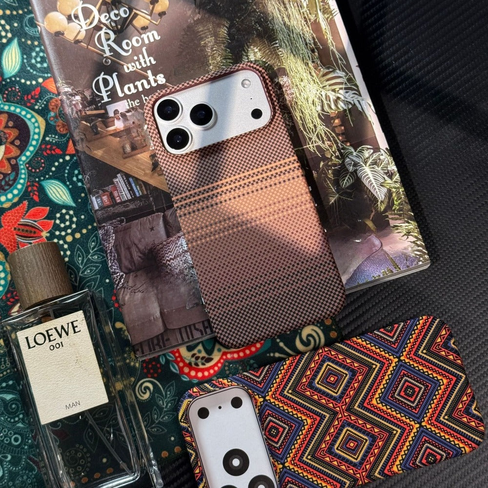 Phone Case Multicoloured Kevlar Carbon Fiber iPhone Pro with Wireless - Sunset Gray, IPhone 17 option