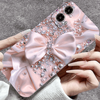 Phone Case Pink Satin Bow Pearl Crystal iPhone with Wireless - product gallery image 11
