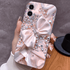 Phone Case Pink Satin Bow Pearl Crystal iPhone with Wireless - product gallery image 4