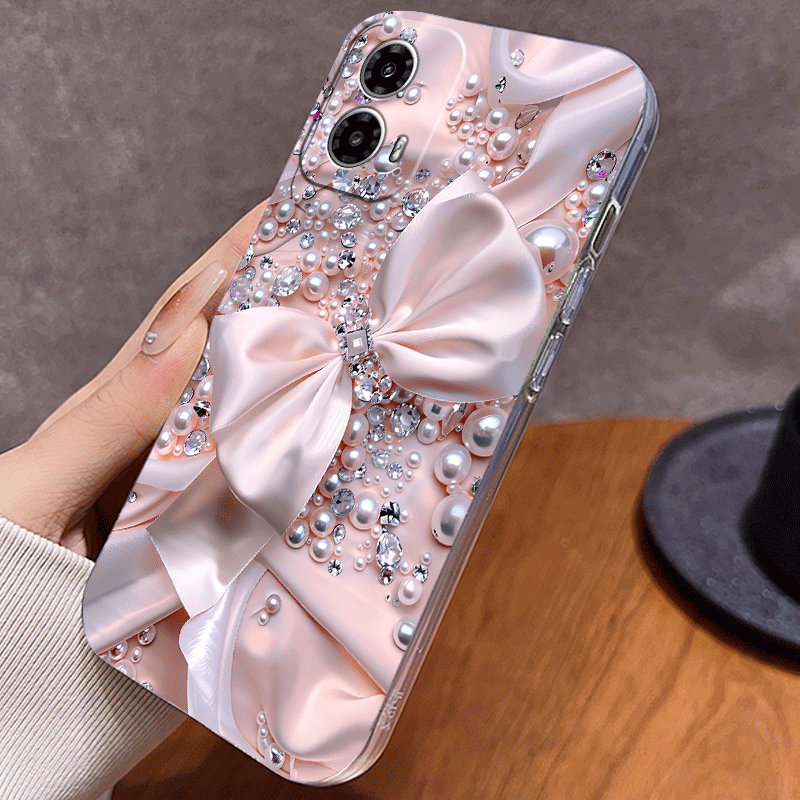Phone Case Pink Satin Bow Pearl Crystal iPhone with Wireless - product gallery image 6
